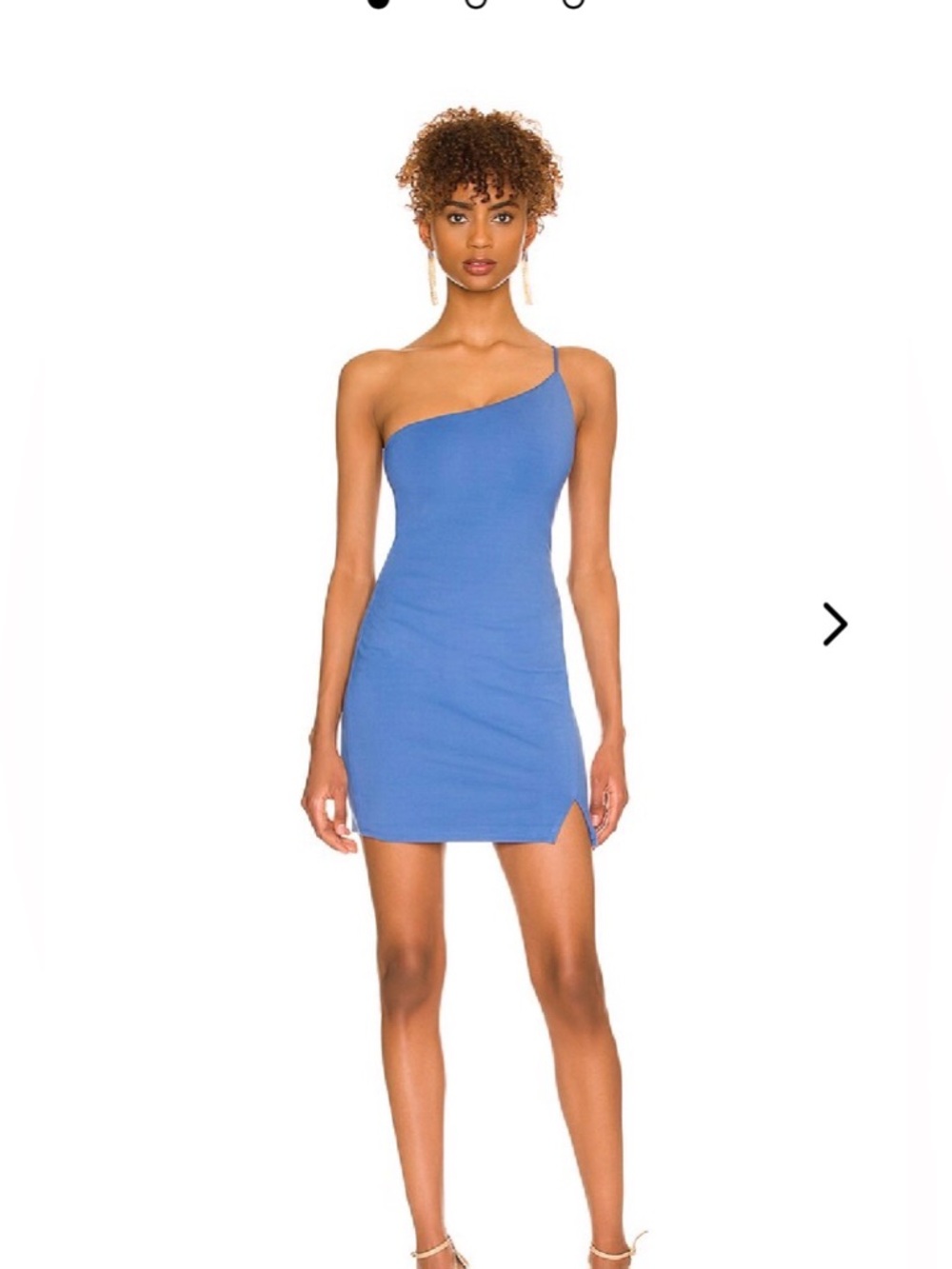 Lovers + Friends Keely Mini Dress One Shoulder Spaghetti Strap Blue Med